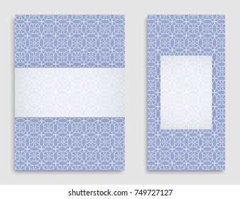 Greeting card or Invitation template set . Line pattern collection, brochure, flyer in arabian style. Geometric backgrounds with repeating texture. Ethnic arabic, indian vector cover