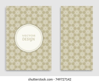 Greeting card or Invitation template set . Line pattern collection, brochure, flyer in arabian style. Geometric backgrounds with repeating texture. Ethnic arabic, indian vector cover