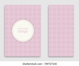 Greeting card or Invitation template set . Line pattern collection, brochure, flyer in arabian style. Geometric backgrounds with repeating texture. Ethnic arabic, indian vector cover