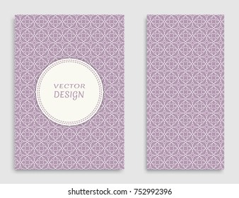 Greeting card or Invitation template set . Line pattern collection, brochure, flyer in arabian style. Geometric backgrounds with repeating texture. Ethnic arabic, indian vector cover