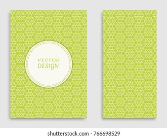 Greeting card or Invitation template set . Line pattern collection, brochure, flyer in arabian style. Geometric backgrounds with repeating texture. Ethnic arabic, indian vector cover