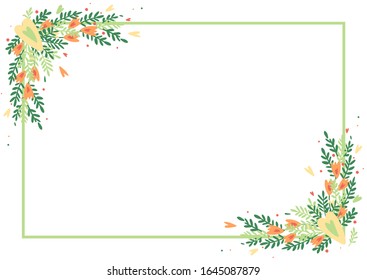 Greeting card, invitation, wedding, floral spring frame, plant ornament. March 8, International Women's Day