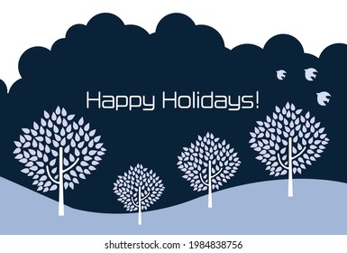 A greeting card issued in winter .  postcard templates .