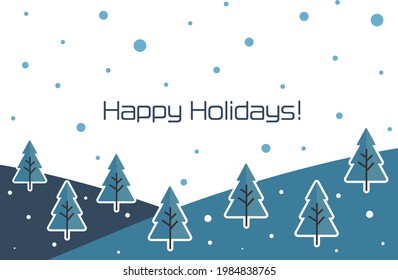A greeting card issued in winter .  postcard templates .
