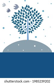 A greeting card issued in winter .  postcard templates .