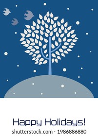 A greeting card issued in winter .  postcard templates .
