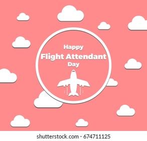 Greeting card. July, 12 the day of flight attendant. Vector illustration with shadow.