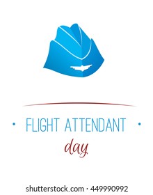 Greeting card. July 12, the world day of flight attendant. Vector illustration for banner, girl stewardes.