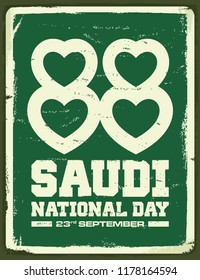 Greeting Card. Kingdom of Saudi Arabia. National Day. Retro Vintage Poster. Vector Illustration. Eps 08.