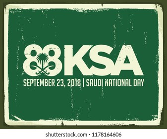 Greeting Card. Kingdom of Saudi Arabia. National Day. Retro Vintage Poster. Vector Illustration. Eps 08.