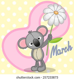 Greeting card Koala with flower 