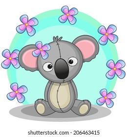 Greeting card Koala with flowers 
