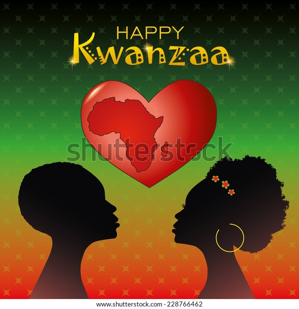 Greeting Card Kwanzaa Silhouette Couple Africans Stock Vector Royalty Free 228766462 