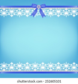 Greeting card with lace borders pearls and bows