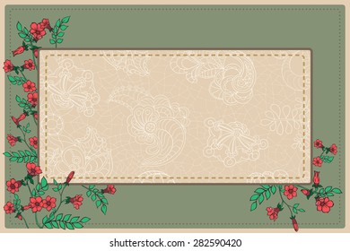 greeting card with lace and herb