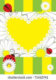 Greeting card with ladybirds and chamomile