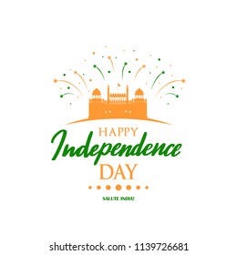 Greeting card with Lal Qila illustration for celebrating Independence Day of India.15th August. Vector illustration.