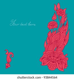 Greeting card with large and small flowers in the background
