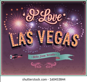 Greeting card from Las Vegas - Nevada. Vector illustration.