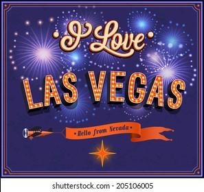 Greeting card from Las Vegas - Nevada. Vector illustration.