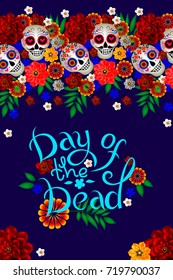 Greeting card with lettering  `Day of the Dead`