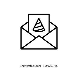 Greeting card line icon. High quality outline symbol for web design or mobile app. Thin line sign for design logo. Black outline pictogram on white background