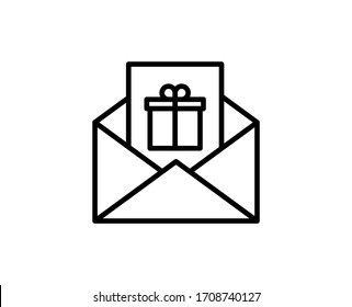 Greeting card line icon. High quality outline symbol for web design or mobile app. Thin line sign for design logo. Black outline pictogram on white background