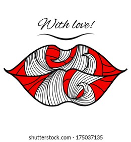 Greeting card with lips.