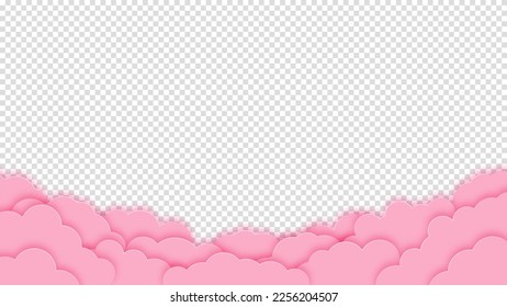 Greeting card. Love concept. Pink clouds or nubes on a transparent background. Vector illustration. Happy Valentine s Day and Woman s Day concept.