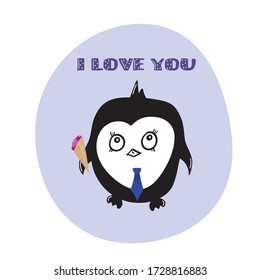 greeting card i love you with penguin