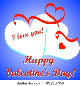 Greeting card I love you. Vector illustration. Hearts.