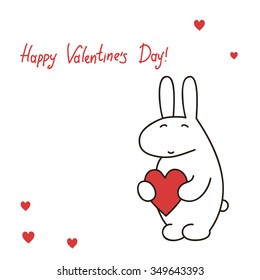 greeting card Lovely animal holds heart for the day St. Valentine