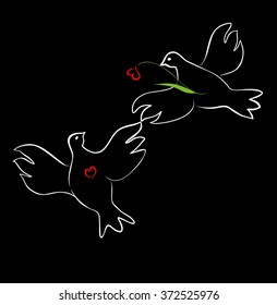 Greeting card with loving doves