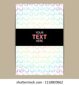 Greeting card with macaroons. vector+sketchstyle.