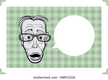 Greeting card with mad geek face - just add your text