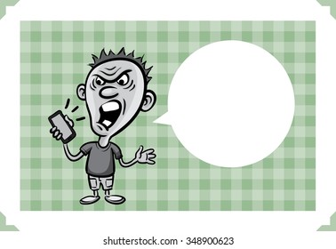 Greeting card with mad mobile phone user - just add your text