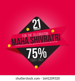 Greeting card for Maha Shivratri 75%  Offer Background, a Hindu festival. Vector illustration.