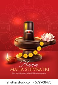 Greeting card for Maha Shivratri, a Hindu festival. Vector illustration.