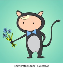 greeting card with man in cats costume