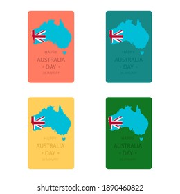 Greeting card and map of Australia. Happy Australia Day.