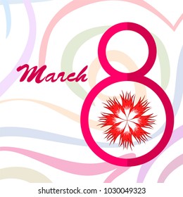 Greeting card for March 8. International Women's Day. Flowers, abstraction, vector illustration.