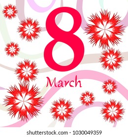 Greeting card for March 8. International Women's Day. Flowers, abstraction, vector illustration.