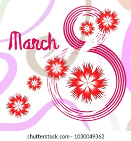 Greeting card for March 8. International Women's Day. Flowers, abstraction, vector illustration.