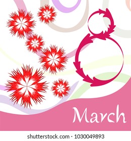 Greeting card for March 8. International Women's Day. Flowers, abstraction, vector illustration.