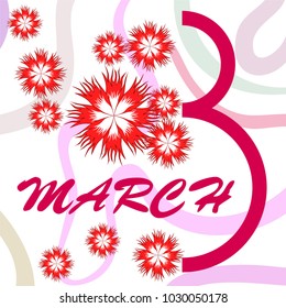 Greeting card for March 8. International Women's Day. Flowers, abstraction, vector illustration.