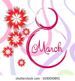 Greeting card for March 8. International Women's Day. Flowers, abstraction, vector illustration.