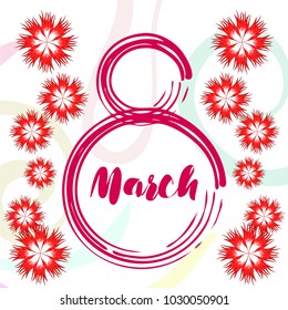 Greeting card for March 8. International Women's Day. Flowers, abstraction, vector illustration.