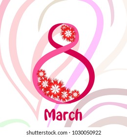 Greeting card for March 8. International Women's Day. Flowers, abstraction, vector illustration.