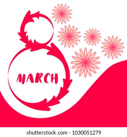 Greeting card for March 8. International Women's Day. Flowers, abstraction, vector illustration.