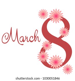 Greeting card for March 8. International Women's Day. Flowers, abstraction, vector illustration.